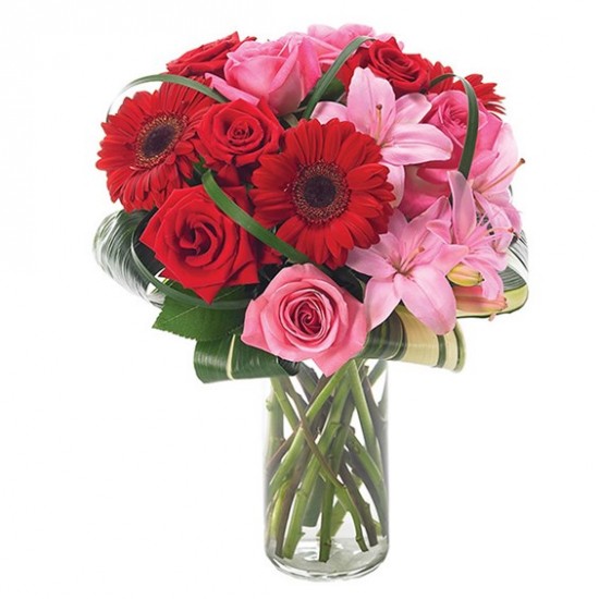 Gerbera and Asiatic lily Bouquet , 3 gerberas and 4 lily